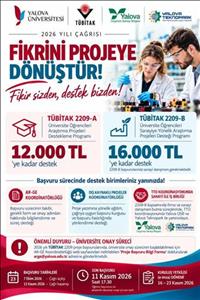  TÜBİTAK 2209-A Üniversite Öğrencileri Araştırma Projeleri Destekleme Programı ve 2209-B Üniversite Öğrencileri Sanayiye Yönelik Araştırma Projeleri Desteği Programı Hk.  